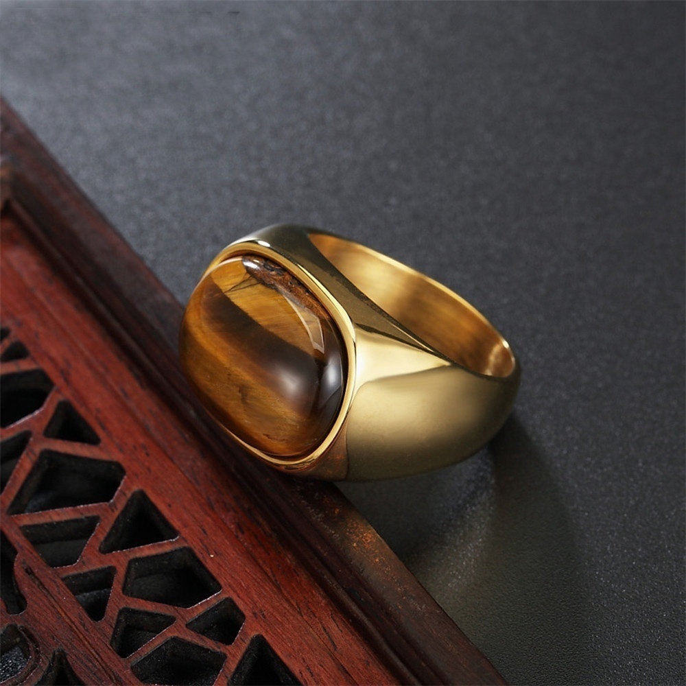 Nhẫn Đính Hôn Đá Mắt Mèo Nhân Tạo Màu Vàng / Bạc Dành Cho Nam Và Nữ
