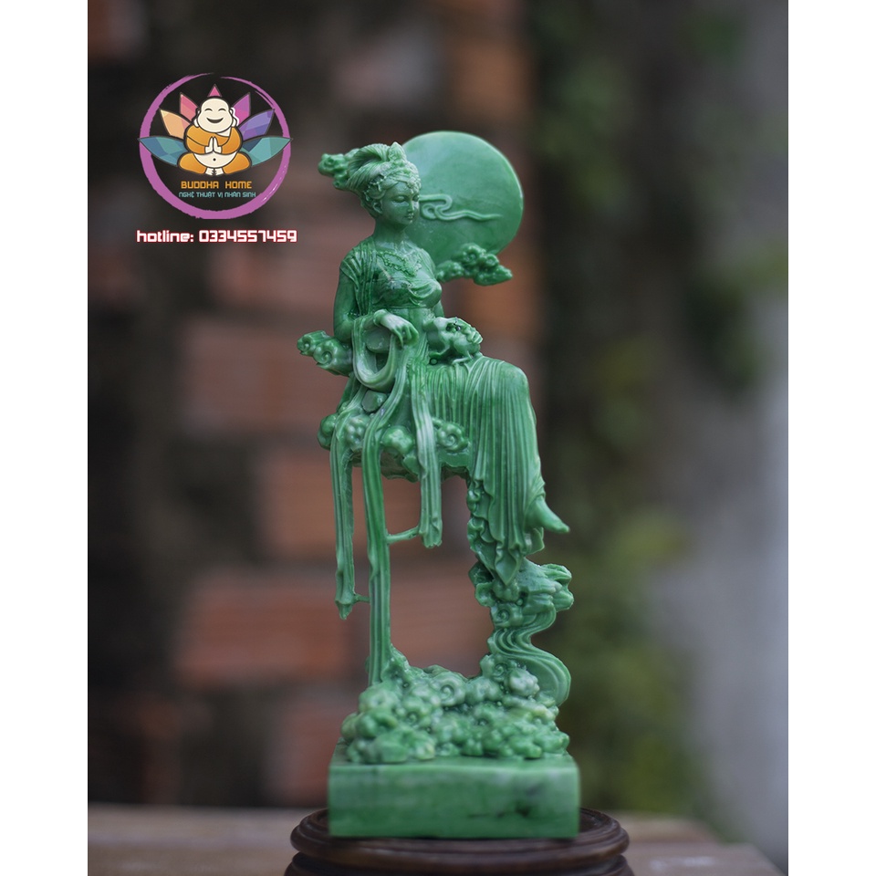 Tượng Hằng Nga Tiên Nữ đá xanh chi tiết sắc sảo trang trí nhà cửa
