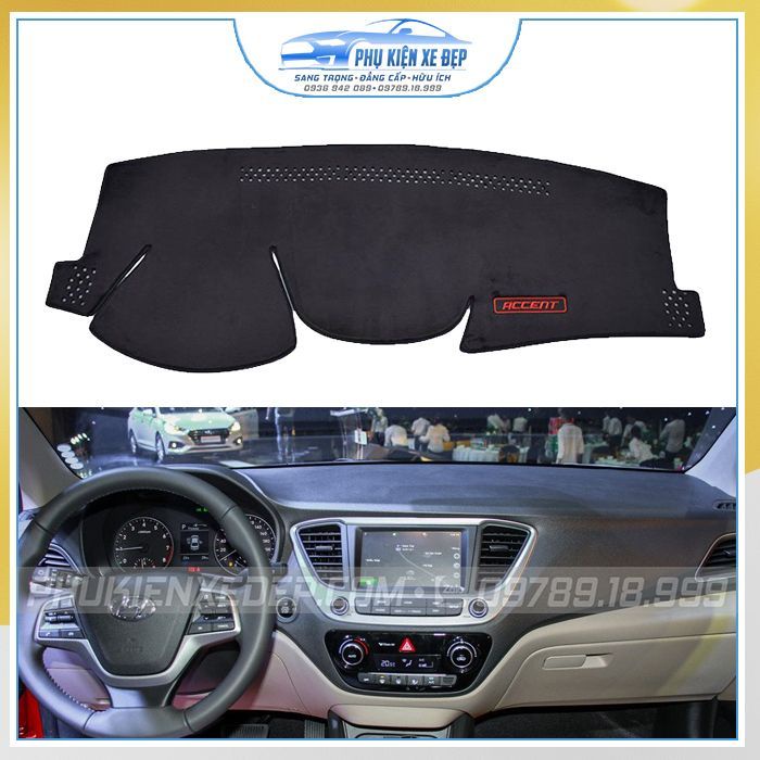 Thảm taplo ô tô lông cừu HÀNG LOẠI I xe Hyundai Accent có 3 lớp chống Trượt