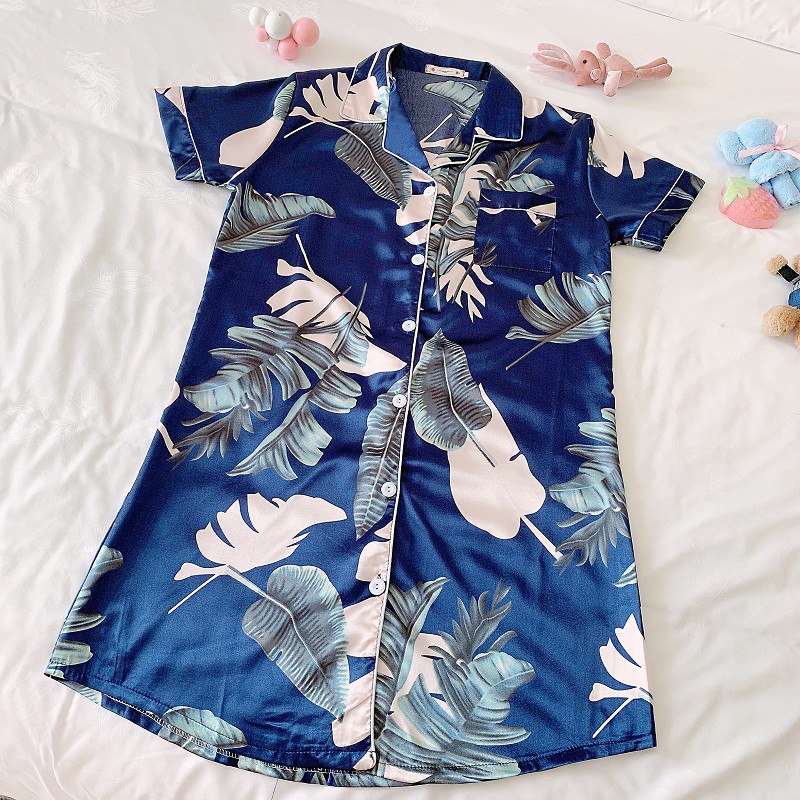 Đầm Ngủ Ngắn Tay In Hoạt Hình Dễ Thương Cho Nữ Cỡ M-2Xl