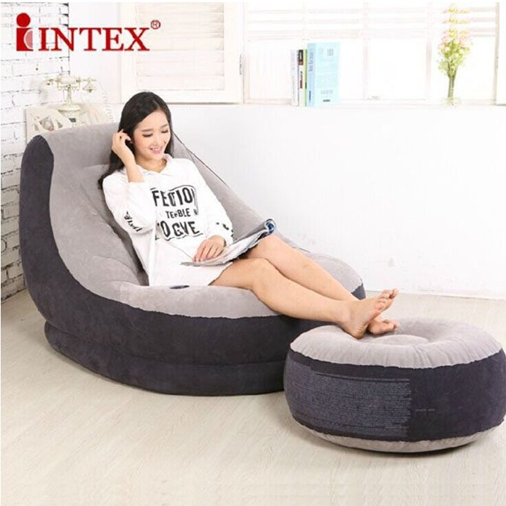 [ COMBO ] Ghế hơi Intex tựa lưng tặng kèm bơm điện 2 chiều, ghế hơi gia đình,văn phòng thư giãn