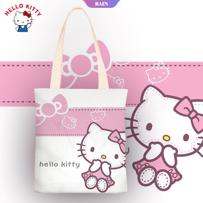 SANRIO Túi Xách Đeo Vai Bằng Vải Canvas 38Cm In Hình Hoạt Hình Dễ Thương Dành Cho Nữ