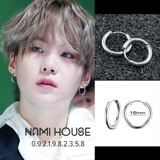 Bông tai nam khoen tròn 16mm bông tai suga bts idol hàn quốc - namimi