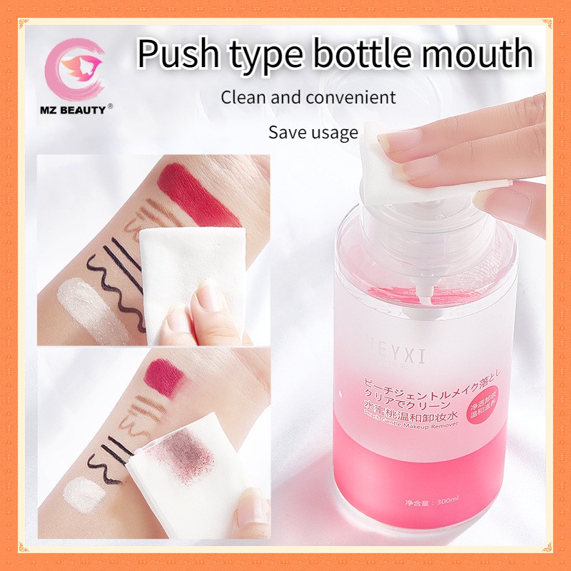 [MZ Beauty] HEYXI Makeup Remover Water Peach Makeup Remover Gentle Deep Cleansing for Eyes and Lips Beauty Health Care Warm Makeup Remover Maintenance Press Makeup Remover Press Makeup Remover 300ML