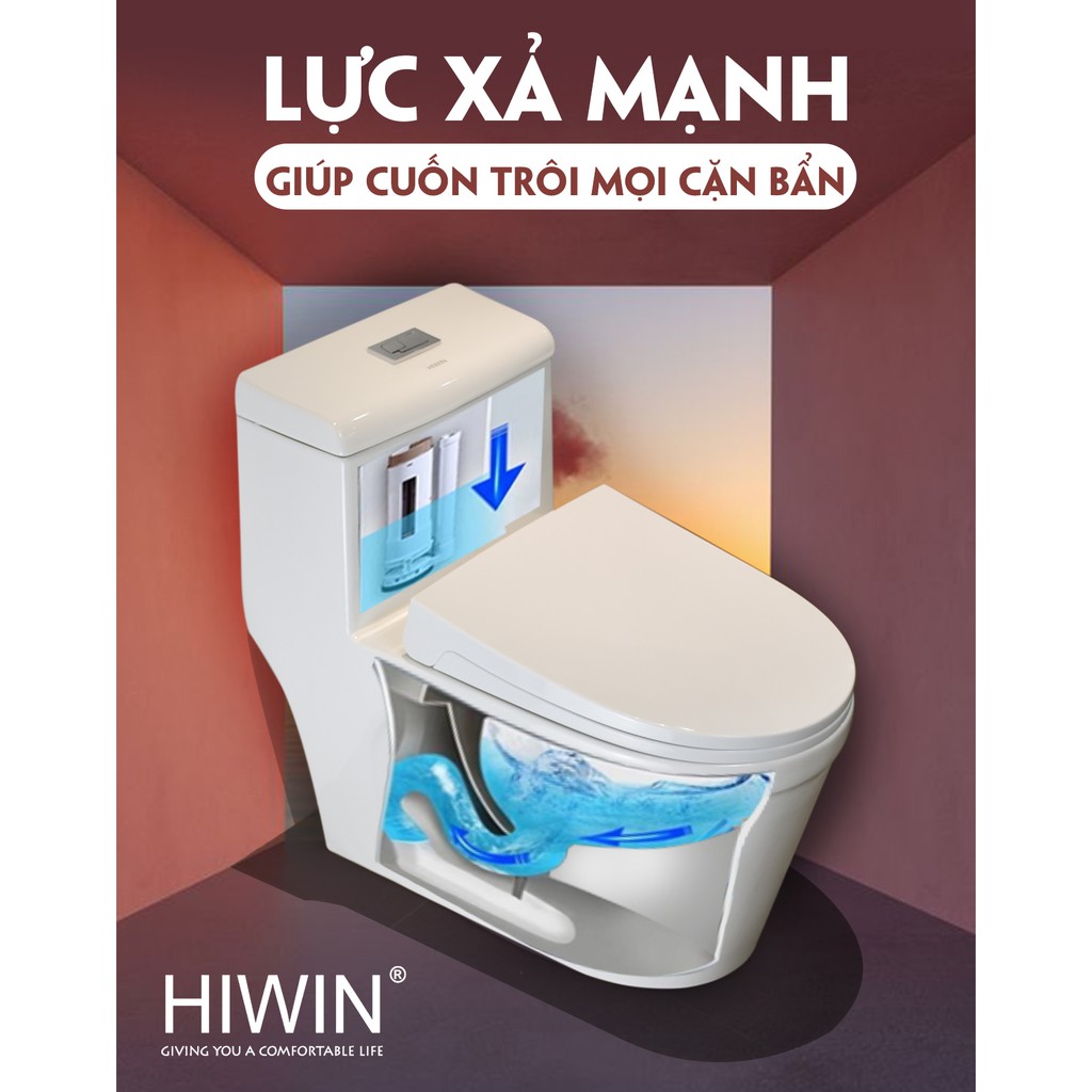 Bồn cầu sứ tráng men chống bám bẩn cao cấp Hiwin MT-2216