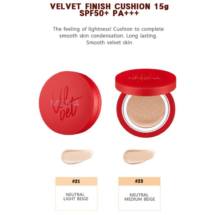 PHẤN NƯỚC SIÊU KIỀM DẦU MISSHA Velvet Finish Cushion SPF50+ PA+++ BẢN ĐỎ | BigBuy360 - bigbuy360.vn