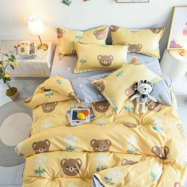 Bộ Chăn Ga Gối Đầu Gấu Cotton Poly