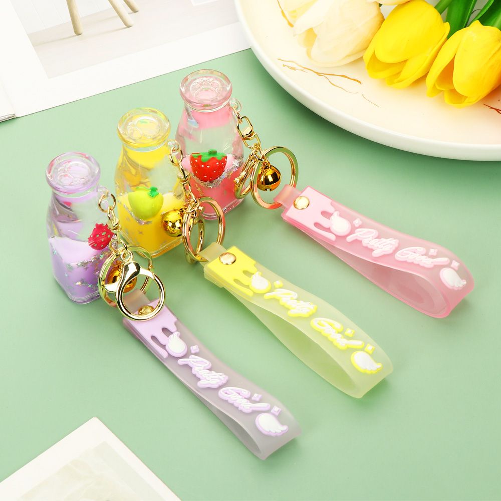 Móc Chìa Khóa Bằng Da Hình Bình Sữa Chua Nhiều Màu Dễ Thương