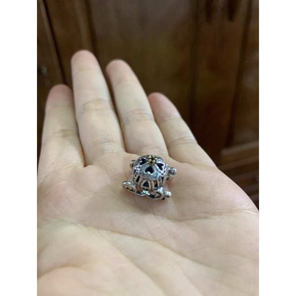 Phụ kiện xỏ vòng tay hình xe bí ngô chất liệu bạc thật