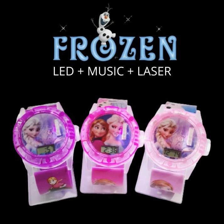 Đồng hồ nữ có đèn LED + nhạc hình Frozen