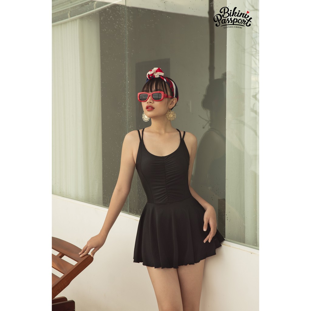 [Mã LTNP50 giảm 50K đơn 150K] Đồ bơi Nữ BIKINI PASSPORT kiểu Một mảnh váy áo phối dây kép- màu Đen - BS306_BL | BigBuy360 - bigbuy360.vn