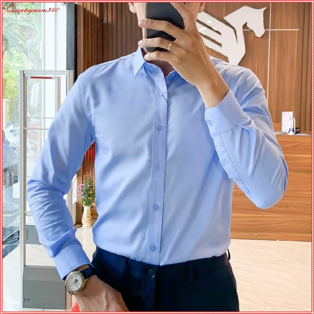 Áo sơ mi nam dài tay cao cấp 98WEAR Chất liệu lụa mềm mịn , kiểu dáng Hàn Quốc không nhăn, không xù , thấm hút mồ hôi | BigBuy360 - bigbuy360.vn