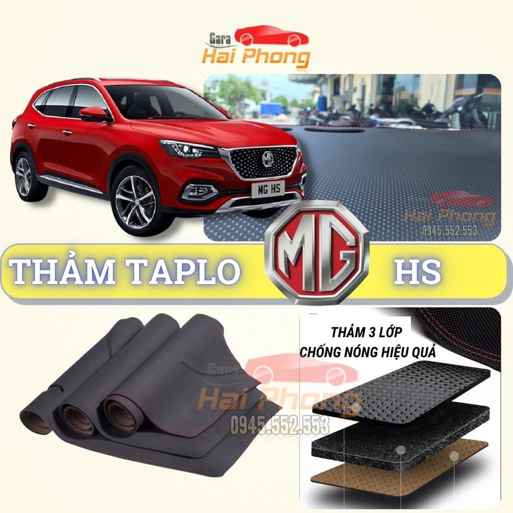 Thảm taplo MG HS 2021 - 2022 dập vân Cacbon cao cấp, chống nóng ô tô hiệu quả
