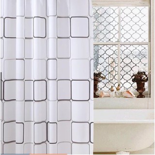 Rèm phòng tắm / Rèm cửa sổ trắng họa tiết ô vuông lớn (180cm x 180cm)