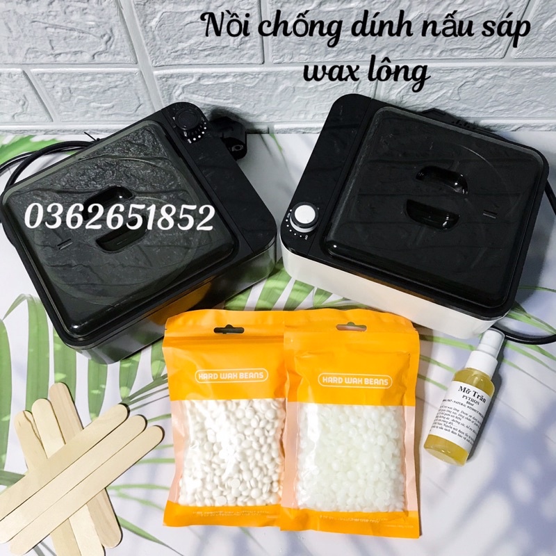 [ Combo nồi nấu sáp cao cấp ] Nồi chống dính lòng nồi CERAMIC+ 100g Sáp wax cao cấp + Mỡ trăn