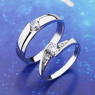 Fancyqube nam nữ đá quý topaz trắng bạc 925 nhẫn cưới bạc
