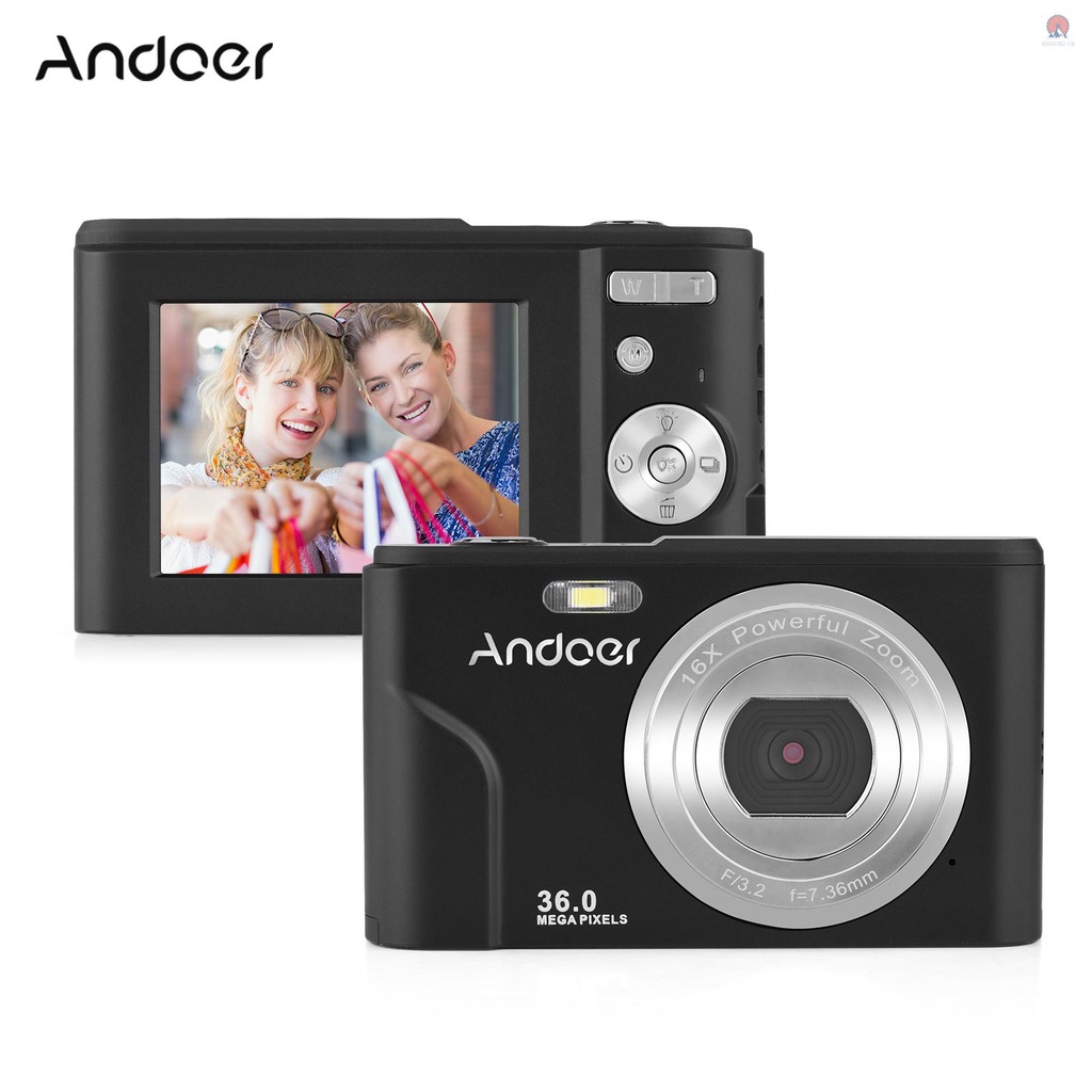 Camera kỹ thuật số Andoer 36MP 1080P 2.4-inch IPS màn hình 16x zoom 128GB kèm túi đựng và 2 pin 1/4
 | BigBuy360 - bigbuy360.vn