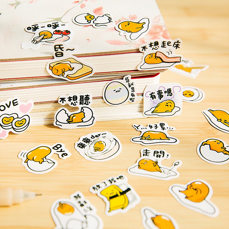Sticker Set 20 Miếng Cắt Sẵn Hình Trứng Lười, Mèo và Hoạt Hình Cute