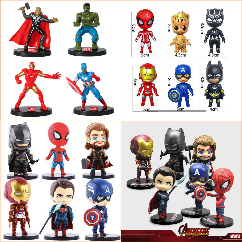 Bộ mô hình siêu anh hùng Marvel Avengers, siêu nhân trang trí bánh sinh nhật