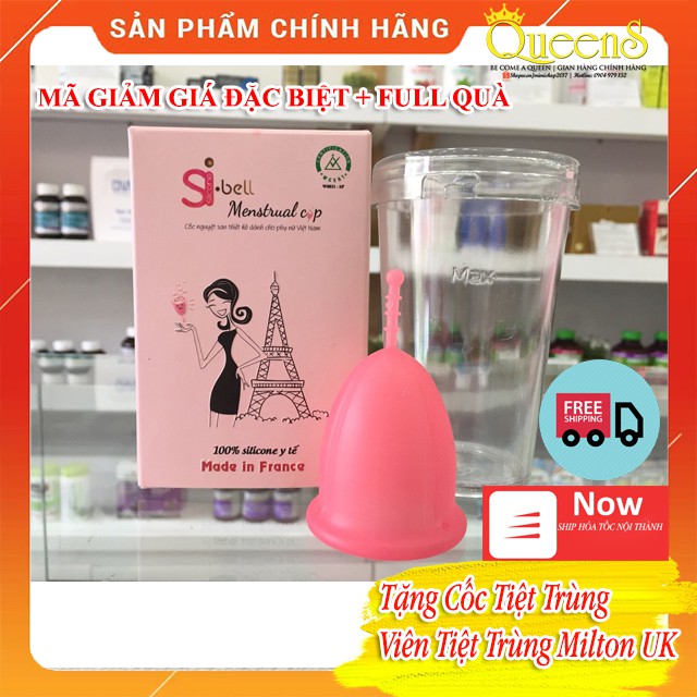 Cốc Nguyệt San SIBELL PLUS Nhập Chính Hãng Pháp  Tặng Kèm Ly Tiệt Trùng và Viên Tiệt Trùng