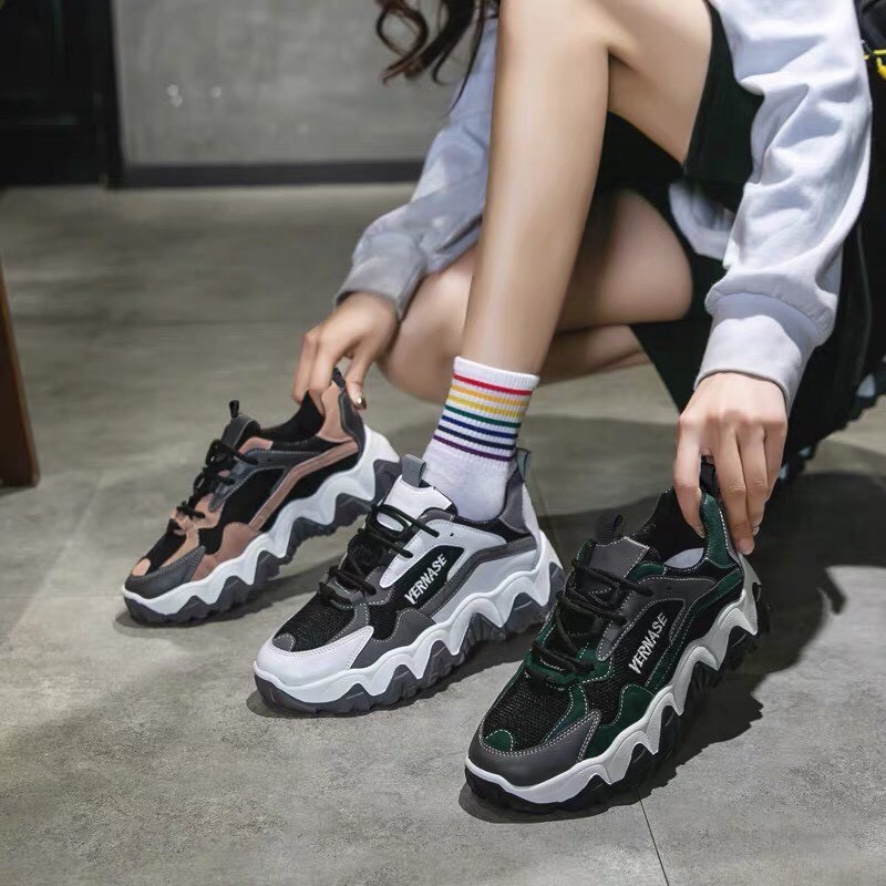 Giày thể thao sneaker nữ đế lượn sóng phối màu siêu bắt mắt mẫu cực hot
