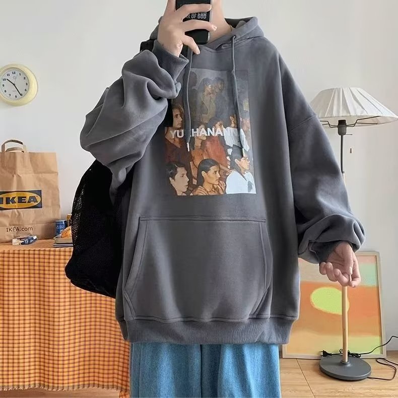 Áo hoodie Dáng Rộng Có In Chữ Thời Trang Phong Cách Hàn Quốc Cho Nam / Nữ