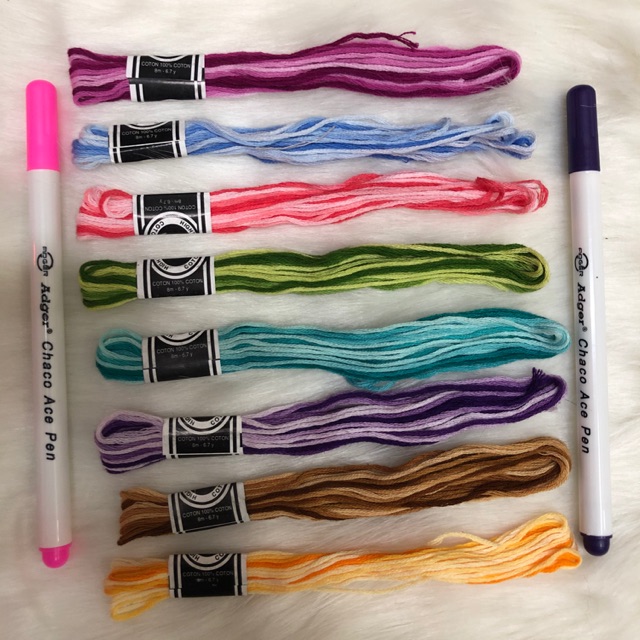 Chỉ thêu loang 8 màu