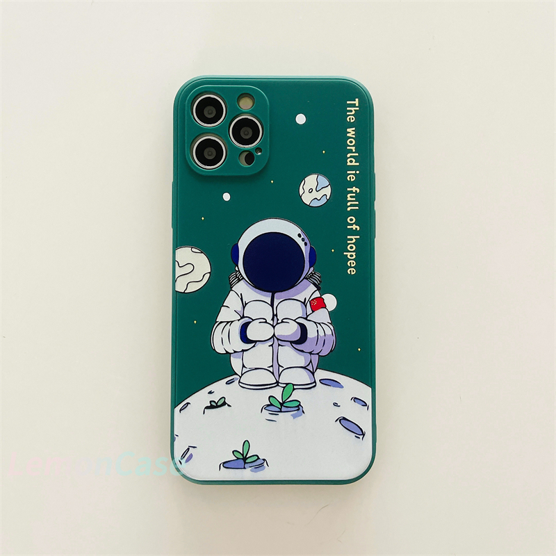 Cartoon Astronaut Moon Planet Cube Casing Soft Case OPPO A15 A93 A94 A53 2020 A7 A3S A5 2020 A5S A12 A92 A31 A9 2020 Reno 4 Lite Reno 4 F Reno 5 5F Find X3Lite A15S F17 F19 PRO A33 2020 A11K A12S A11 A1K A52 A7 A32 A12E A72 A53S C15 C12 C11