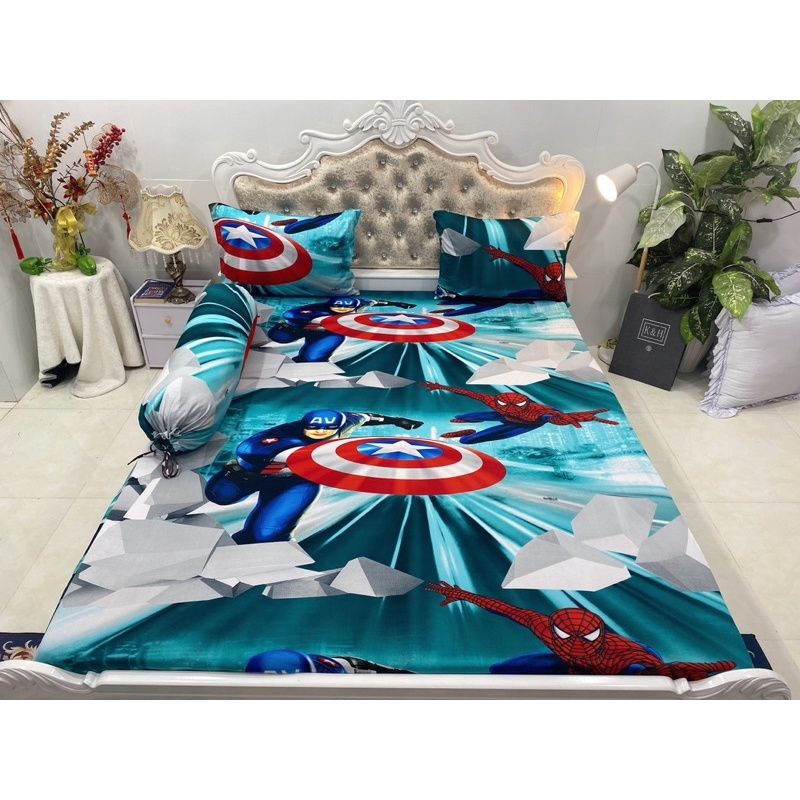 Bộ Drap thun Hàn Quốc mẫu siêu nhân cho bé
