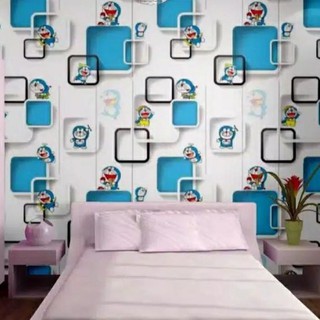 GIẤY DÁN TƯỜNG Khổ 45cm DÀI 10M DORAEMON Vuông