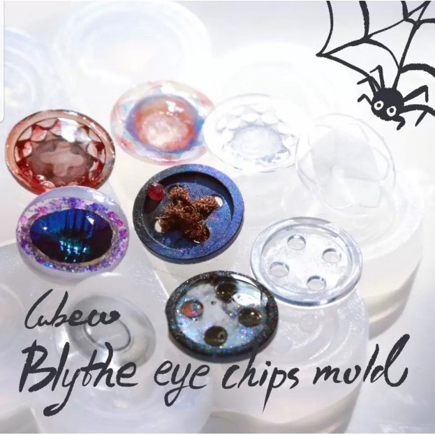 Khuôn silicone trong dẻo đổ resin làm mắt búp bê Blythe 14mm phong cách Halloween