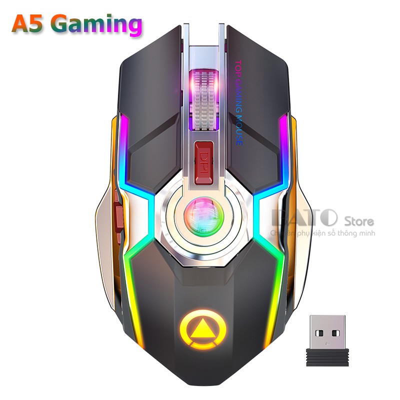 [ĐỘC QUYỀN] Chuột Không Dây Gaming A5 Led RBG 7 màu, Pin Sạc, Fullbox - Cực đẹp - Cực Độc - Tặng Lót Chuột Xịn | BigBuy360 - bigbuy360.vn