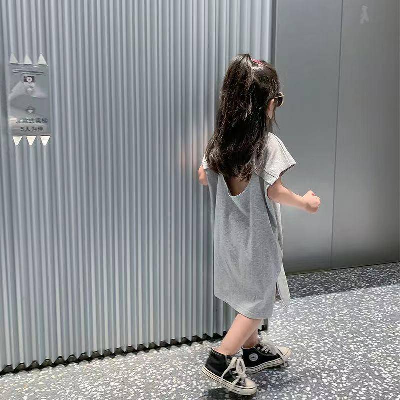 Áo Thun Cotton Trơn Ngắn Tay In Chữ Thời Trang Mùa Hè Hàn Quốc Hàng Mới Dành Cho Bé Gái