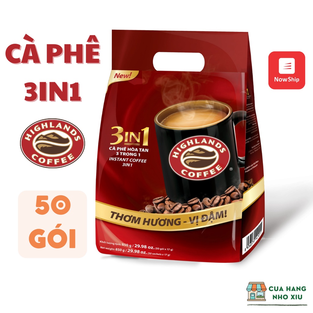 Cà Phê Sữa Highlands 3 in 1 50 gói x 17g Cà phê Highland Cafe Highland 50 gói mới