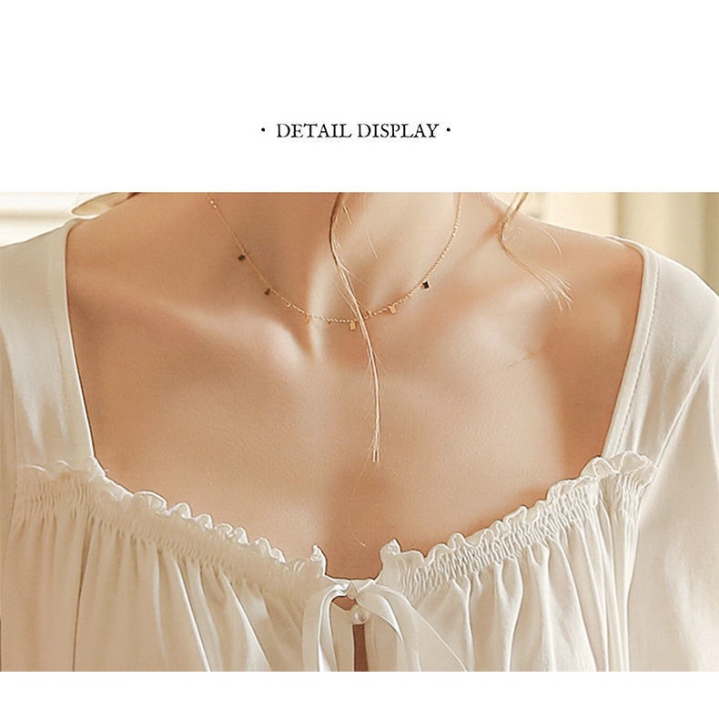 Đầm ngủ cotton tay dài dáng rộng phong cách công chúa dễ thương thời trang xuân thu cho nữ