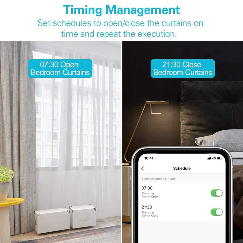 2Pcs WiFi Smart Push Button Curtain Switch Tuya App Remote Control