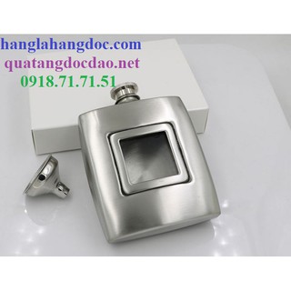 Bình rượu HIp Flask inox 6oz mặt kính trong suốt độc đáo