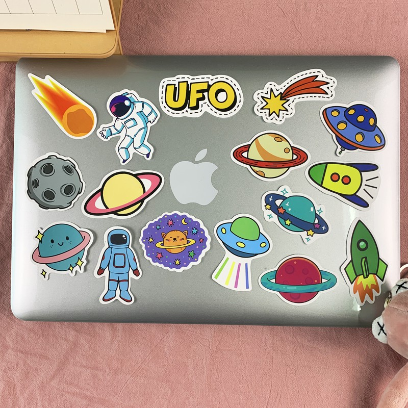 Set 50 Sticker Dán Phi Thuyền Và Các Hành Tinh Trang Trí Laptop, Mũ Bảo Hiểm Chống Nước MÃ ST2027