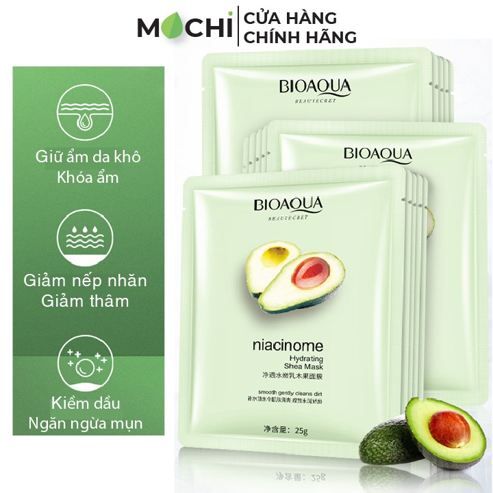 Mặt Nạ Quả Bơ Dưỡng Trắng Da Cấp Ẩm Giảm Mụn Mờ Thâm Shea Mask Giấy Bioaqua Nội Địa Trung MOCHI SHOP | BigBuy360 - bigbuy360.vn