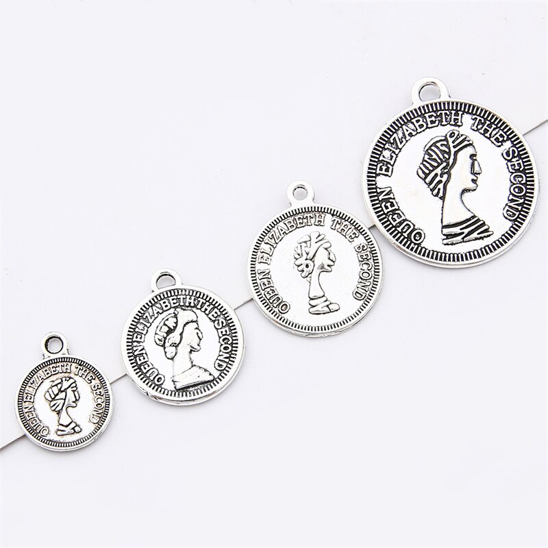 Mặt Dây Chuyền Hình Đồng Xu Bằng Hợp Kim Phong Cách Vintage