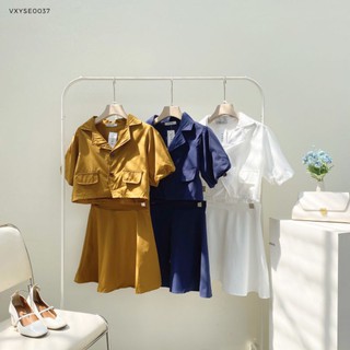 Set váy cổ vest