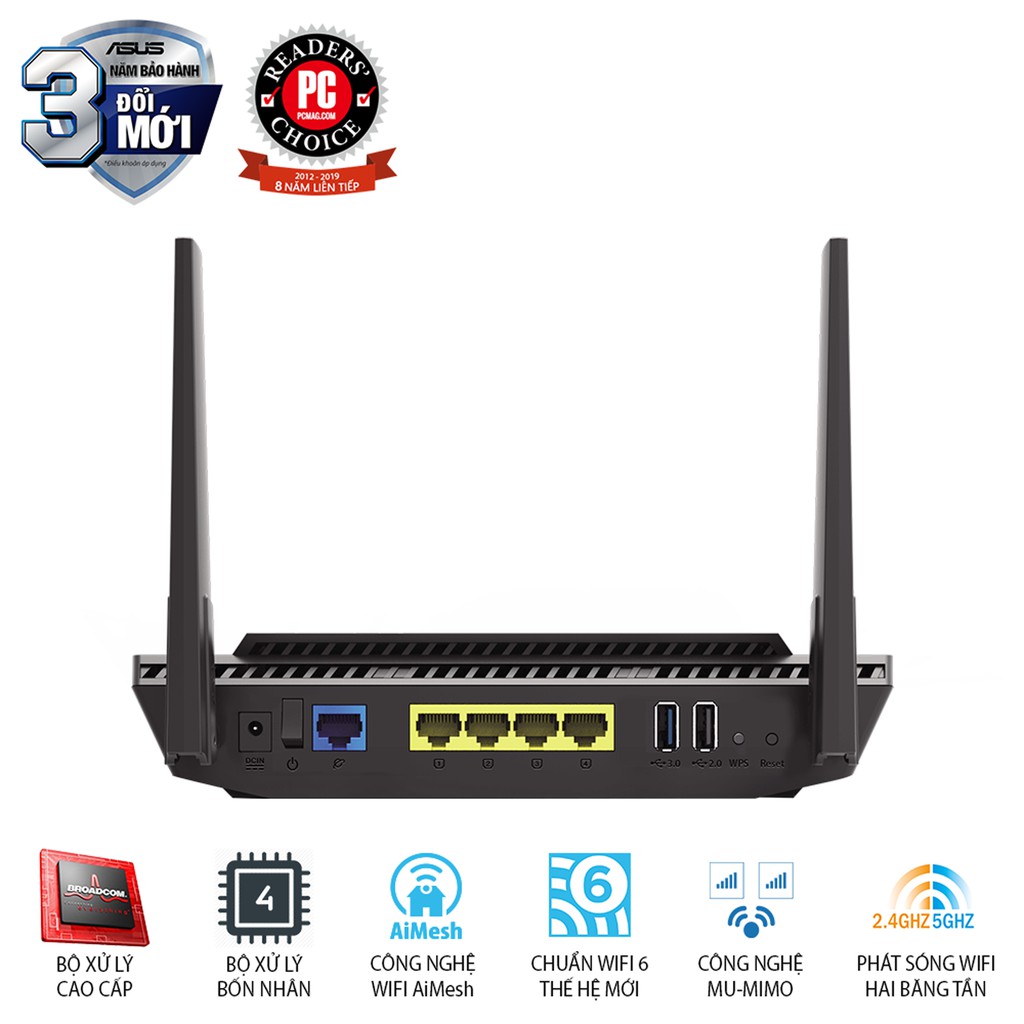 [Mã ELTECHZONE giảm 5% đơn 500K] Bộ phát wifi router ASUS RT-AX56U Băng Tần Kép 2.4GHz/5GHz -Chính Hãng | BigBuy360 - bigbuy360.vn