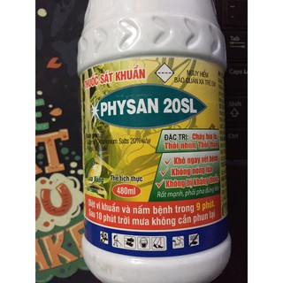 sản phẩm đặc trị vi khuẩn thối nhũn trên hoa lan Physan 480ml 20SL lạnh nhãn mới