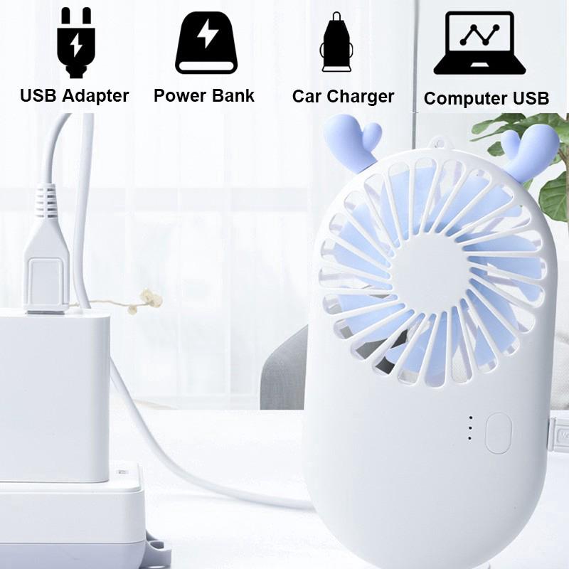 Quạt mini bỏ túi hình tai hươu đáng yêu kèm phụ kiện
