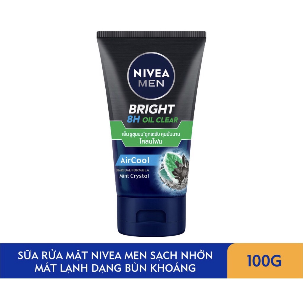 Sữa Rửa Mặt Nivea Men Bùn Khoáng Tinh Thể Bạc Hà Sạch Nhờn Mát Lạnh (100g)