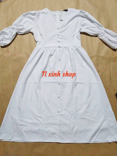 Đầm BabyDoll trắng tay bí (có ảnh thật)