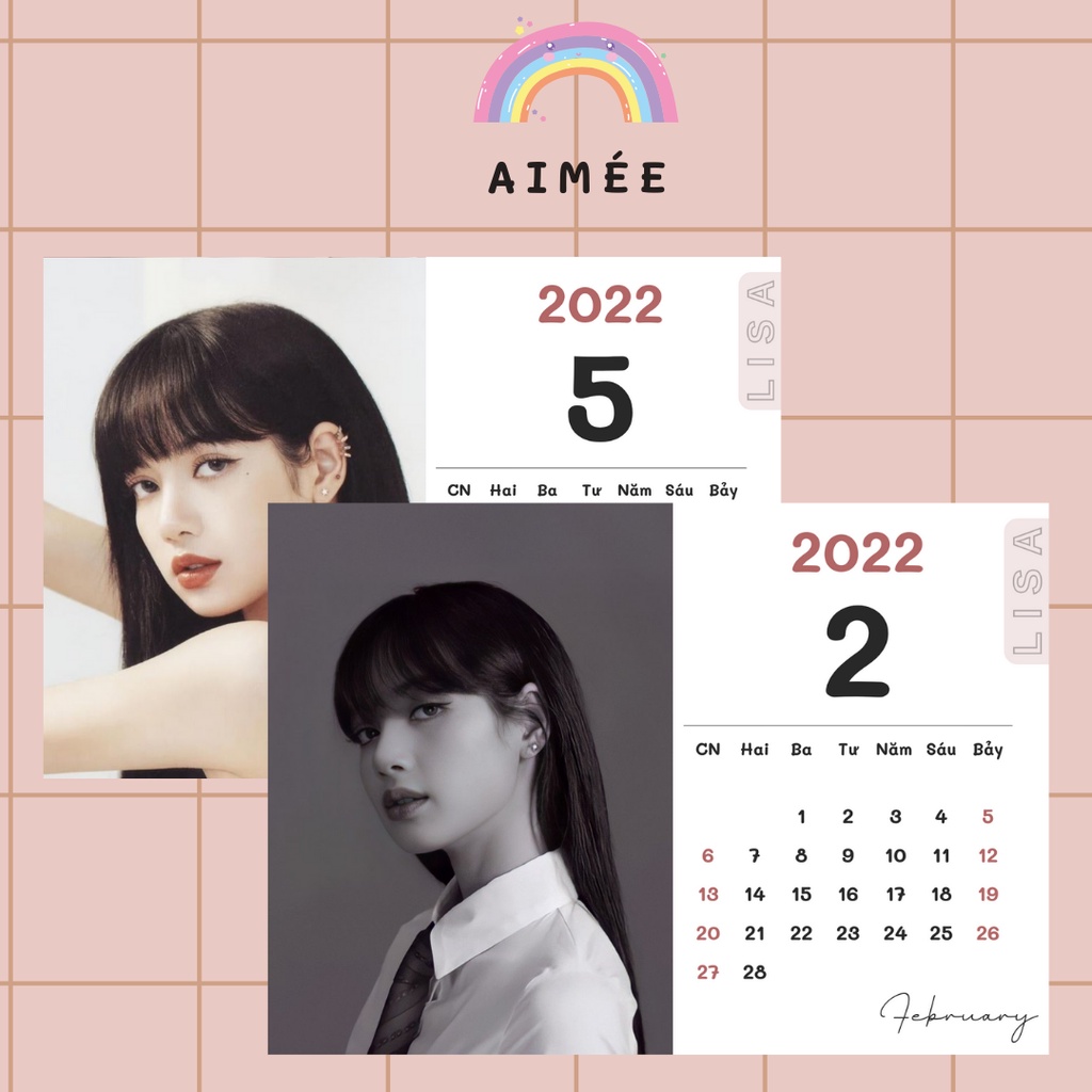 [Mã LIFEBOOK2 giảm 10% đơn 0Đ] POSTCARD Lịch để bàn, lịch treo tường 2022 mini size A6 LISA - Blackpink - Food | Aimée