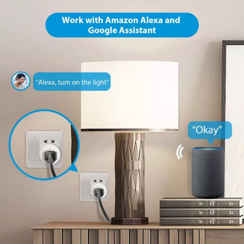 Ổ Cắm WIFI Thông Minh NGTeco, Công Tắc Nguồn Điều Khiển Từ Xa Tương Thích Với Alexa Google Home Assistant (10/16A)