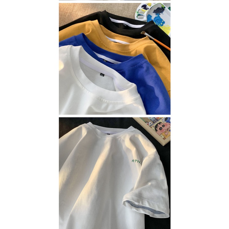 Áo Thun Rộng Màu Sắc Đơn Giản Phong Cách Harajuku Hàn Quốc Dành Cho Nam Nữ