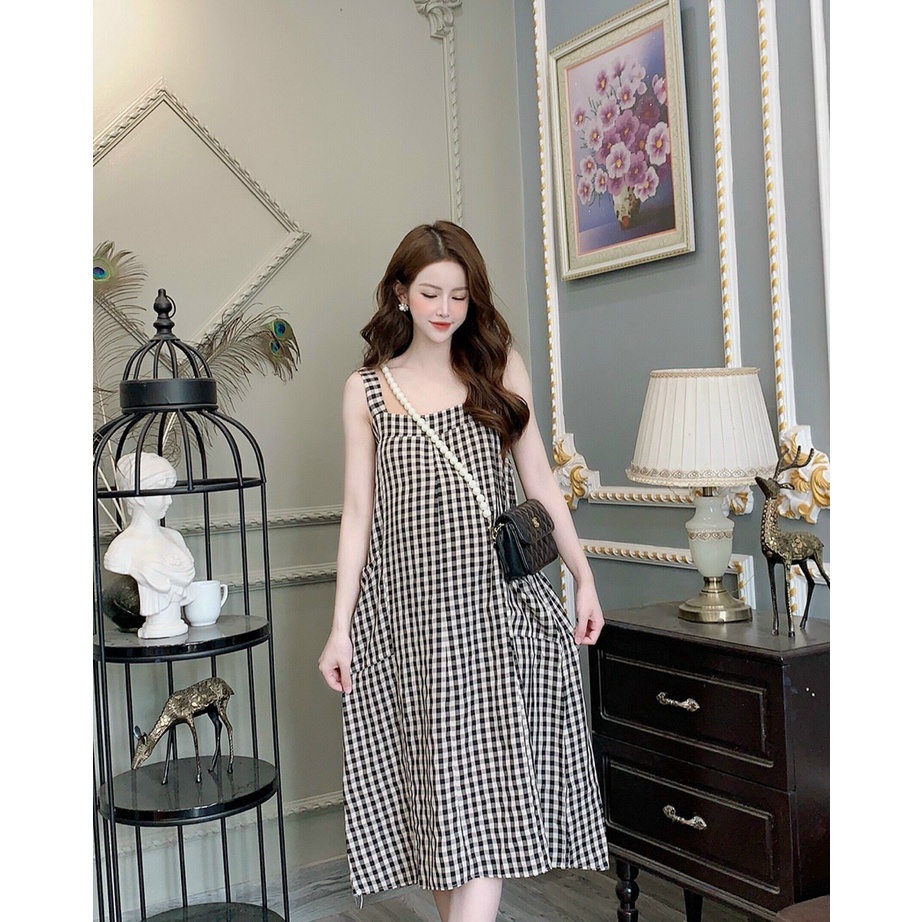 Shop Bầu Xinh  Váy bầu công sở, đầm bầu thiết kế dáng suông chất lụa hàn châu freesize tới 70kg - Tổng kh